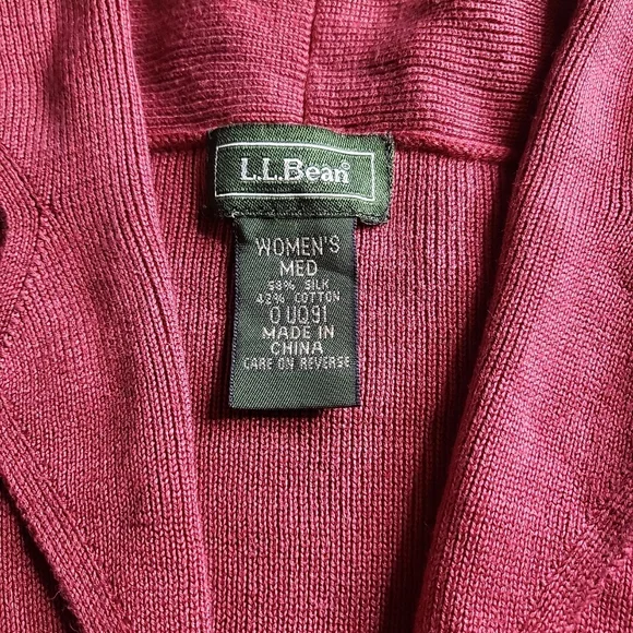 Womens L.L. Bean Sweater Cardi Silk Blend Burnt Red Cardigan Size M Indie Fall - Picture 4 of 11